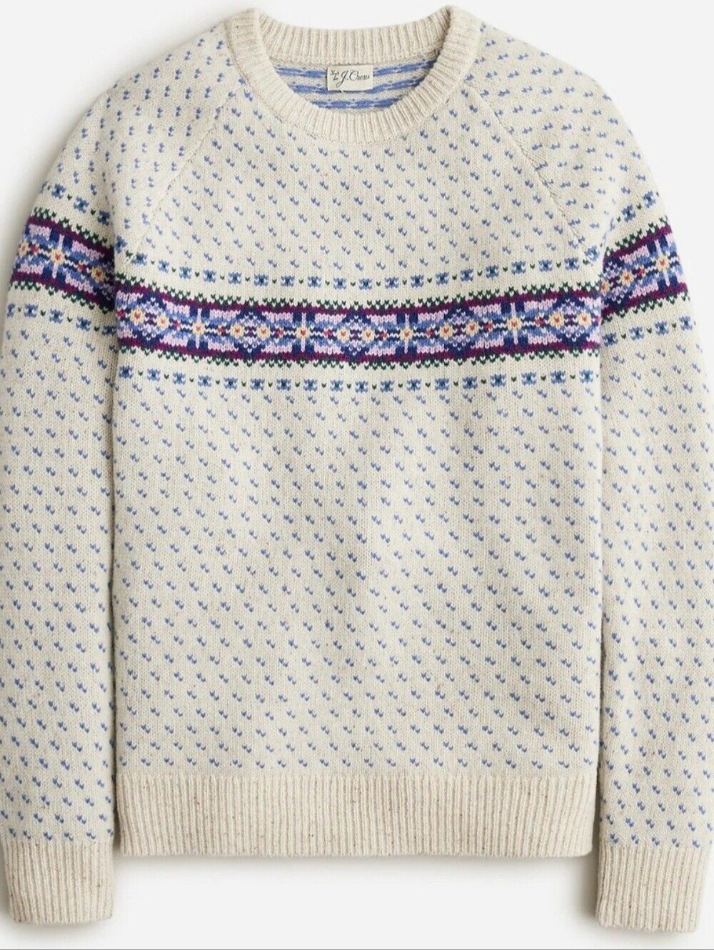 J.Crew lambswool Fair Isle bird’s eye sweater Men's medium multicolor